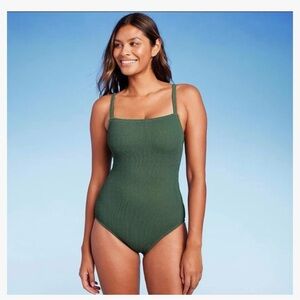 NEW Kona Sol Olive Textured Swimsuit